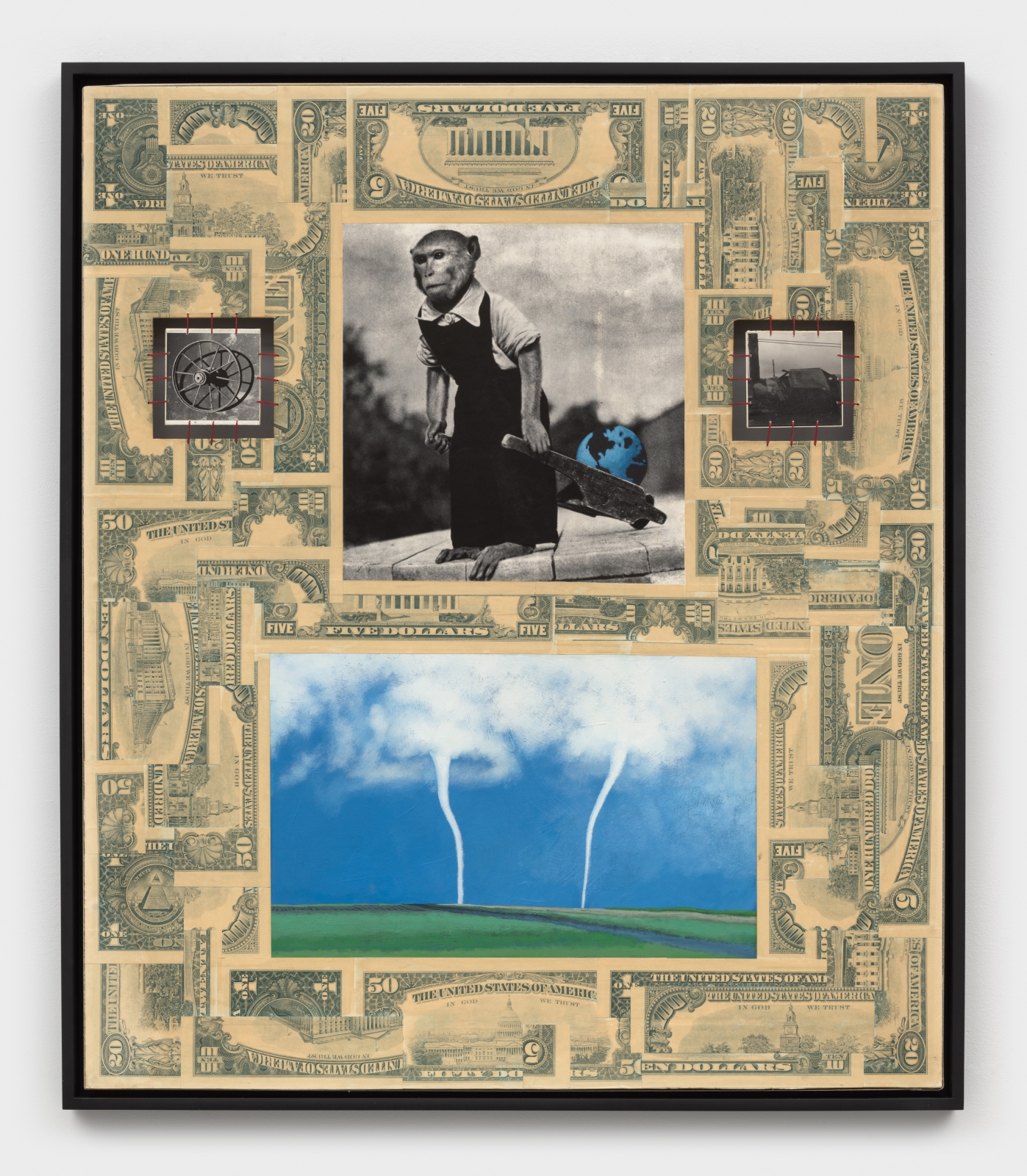 David Wojnarowicz
Fear of Evolution, 1988-89
black and white photographs, acrylic, string, and collage on masonite
42 1/2 x 36 1/2 ins.
108 x 92.7 cm