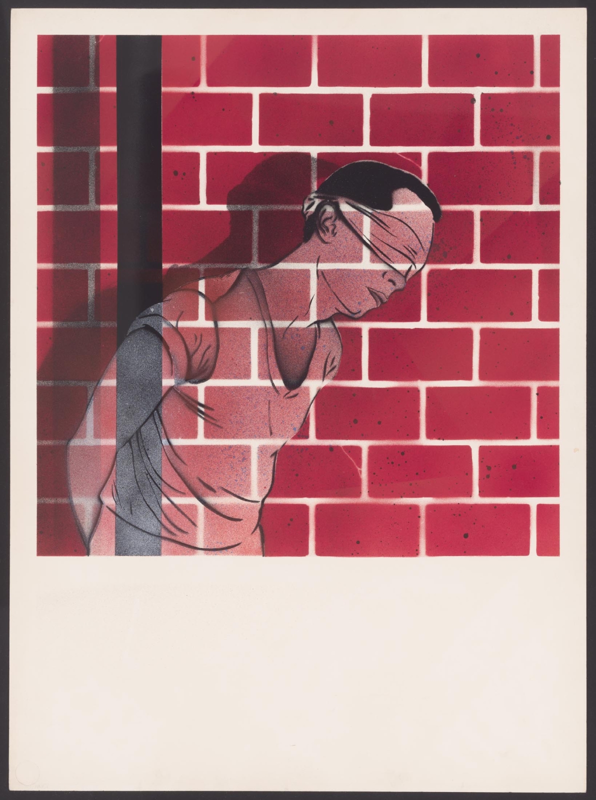 David Wojnarowicz
Firing Squad Figure / Brick Wall, 1982
titled, dated, signed on verso
spraypaint on paper
30 x 22 in.
76.2 x 55.88 cm