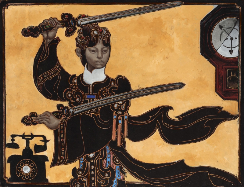 Martin Wong
Untitled (After Mei Lanfang with Two Swords), c. 1992
acrylic on canvas
45 3/4 x 59 5/8 in.
116.2 x 151.4 cm