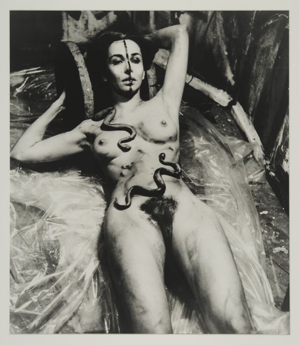 Carolee Schneemann
Eye Body #5, 1963
silver gelatin print
Sheet: 14 x 10 7/8 ins. (35.6 x 27.6 cm)
image: 12 1/2 x 10 ins. (31.8 x 25.4 cm)