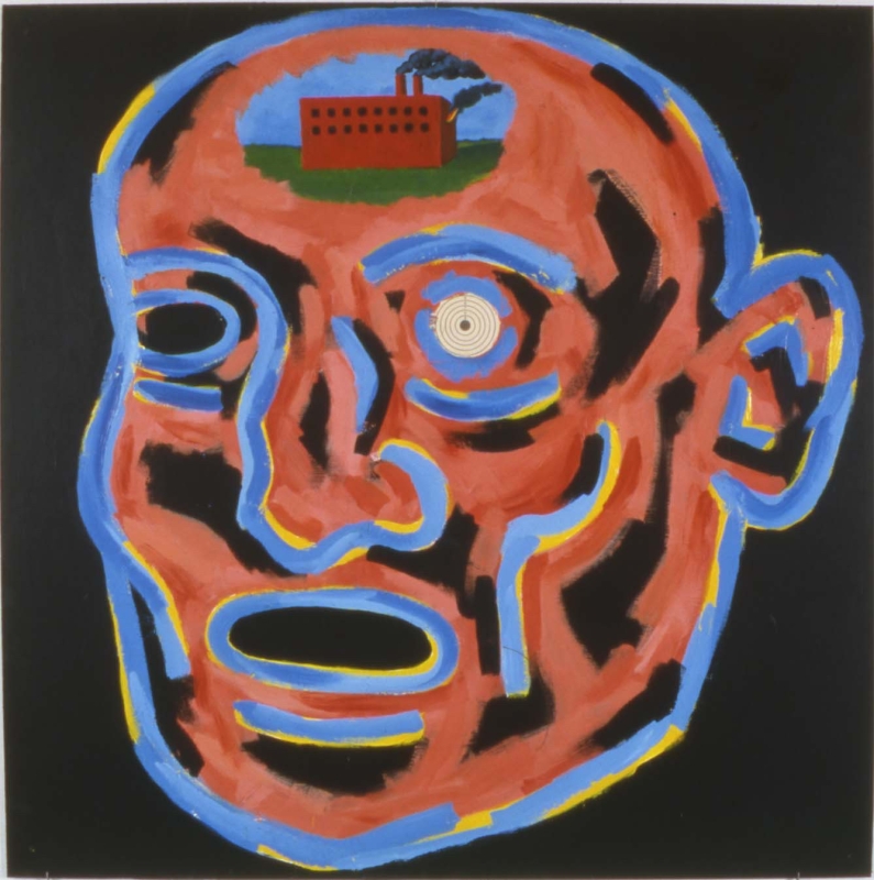 David Wojnarowicz
Cal (Factory Face), 1984
acrylic on masonite
48 x 48 in.
121.92 x 121.92 cm