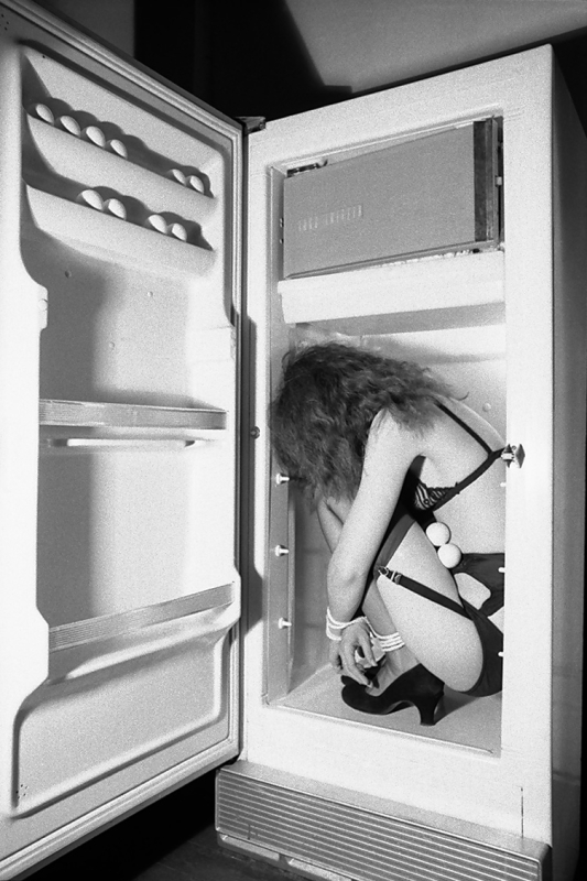 Jimmy DeSana
Refrigerator, 1978
vintage black and white gelatin print
image: 10 x 8 ins. (25.4 x 20.3 cm)
frame: 15 3/8 x 19 1/2 x 1 7/8 ins. (39.1 x 49.5 x 4.8 cm)