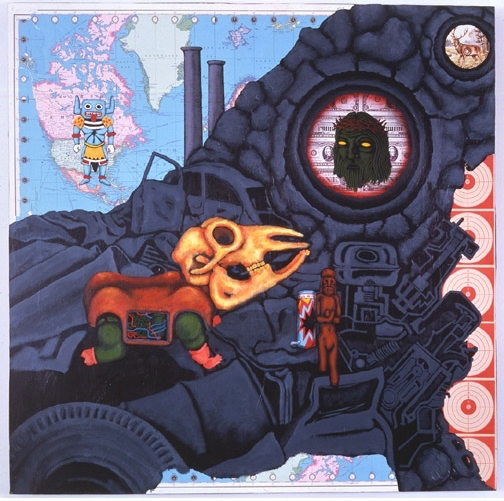 David Wojnarowicz
Excavating the Temple of the New Gods, 1986
acrylic and collage on masonite
48 x 48 in.
121.92 x 121.92 cm